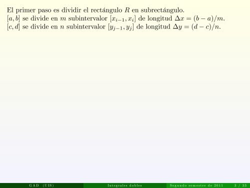 Integrales multiples - Escuela de MatemÃ¡ticas de la UIS