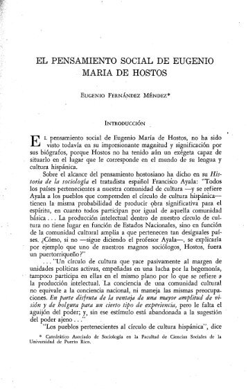 el pensamiento social de eugenio maria de hostos - Revista de ...