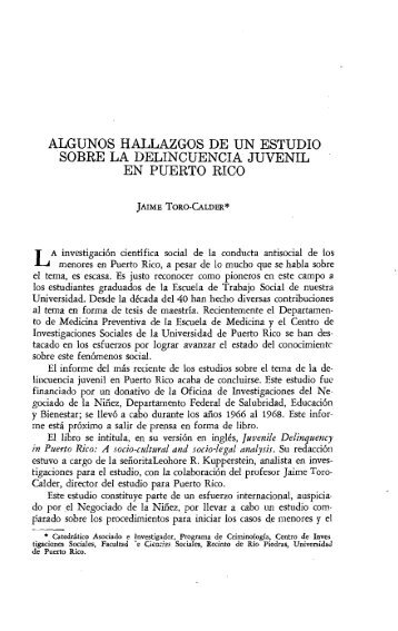 algunos hallazgos de un estudio sobre la delincuencia juvenil en ...