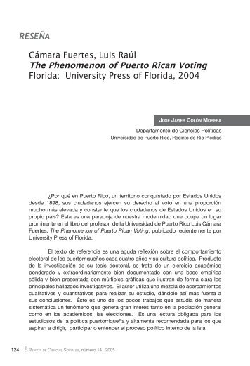 Cámara Fuertes, Luis Raúl The Phenomenon of Puerto Rican ...