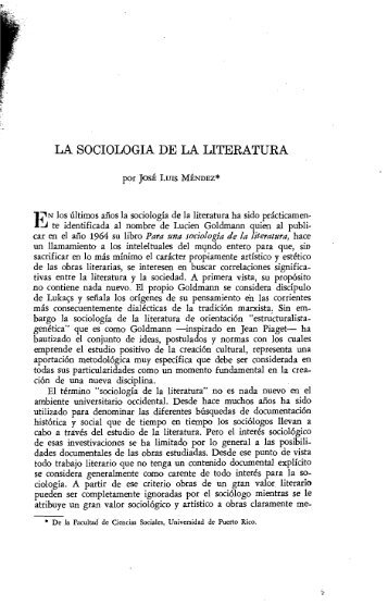 LA SOCIOLOGIA DE LA LITERATURA - Revista de Ciencias Sociales