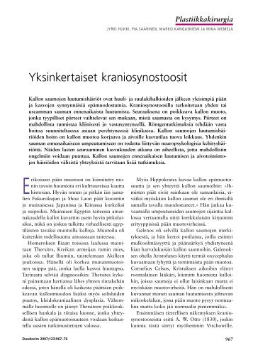 Yksinkertaiset kraniosynostoosit