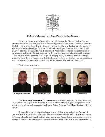 Bishop Welcomes Four New Priests to the Diocese - Diocese of ...