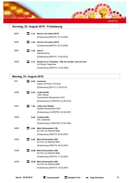 Programmwoche 34/2010 - Das Programm der ARD