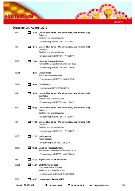 Programmwoche 34/2010 - Das Programm der ARD