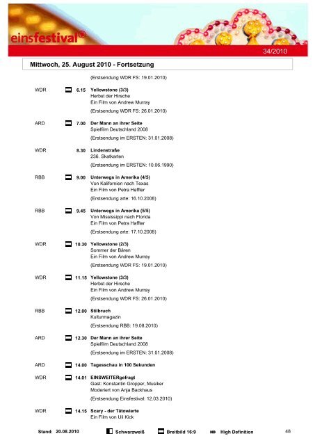 Programmwoche 34/2010 - Das Programm der ARD