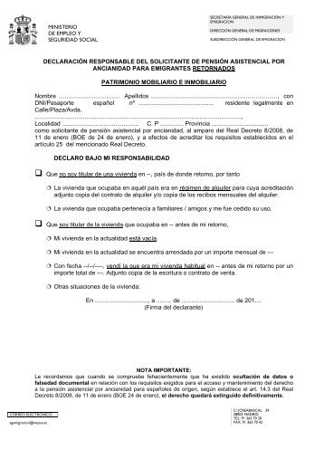 Declaración Responsable sobre Patrimonio - Ministerio de Empleo ...