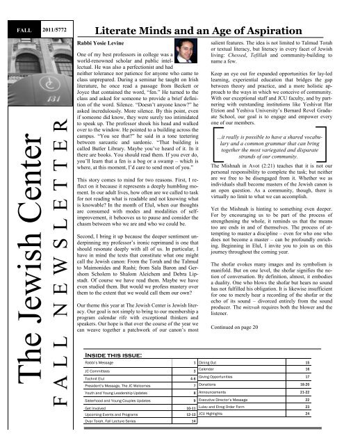 Fall Newsletter 2011 jc.pdf - The Jewish Center
