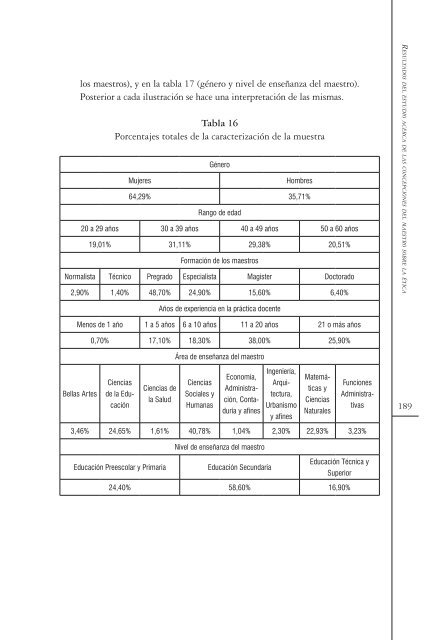 Concepciones del maestro sobre la ética