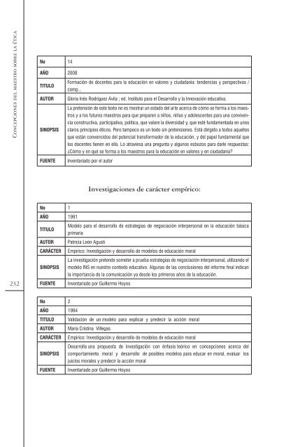 Concepciones del maestro sobre la ética