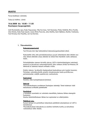 MUISTIO 10.6.2008 klo 10.00 â 11.05 Kauhajoen ... - Neviso Oy
