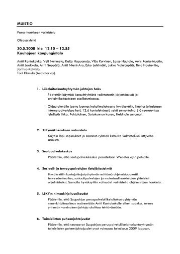 MUISTIO 30.5.2008 klo 12.15 â 12.55 Kauhajoen ... - Neviso Oy