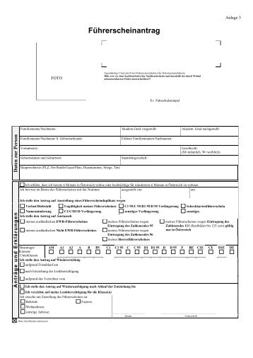 Führerscheinantrag