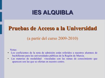 Nueva Prueba de Acceso a la Universidad - IES Alquibla