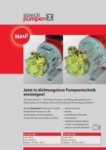 Dichtungslose Pumpentechnik - Speck Pompen België