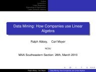 Data Mining: How Companies use Linear Algebra - Carl Meyer