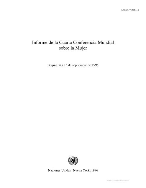 Informe de la Cuarta Conferencia Mundial sobre la Mujer