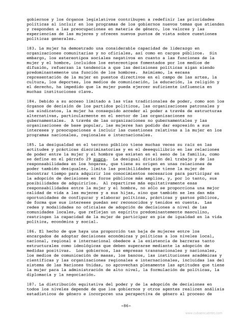 Informe de la Cuarta Conferencia Mundial sobre la Mujer