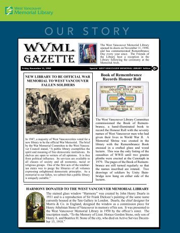 wvml gazette - West Vancouver Memorial Library