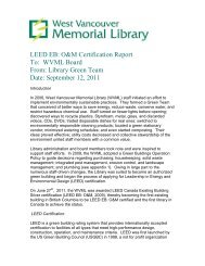 LEED EB: O&M Certification Report To - West Vancouver Memorial ...