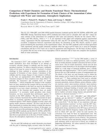 Comparison of Model Chemistry and Density Functional Theory ...