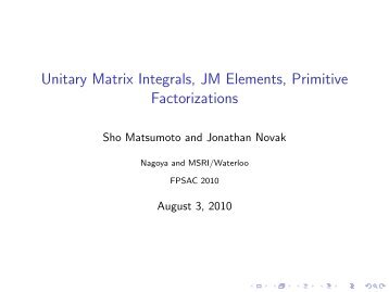 Unitary Matrix Integrals, JM Elements, Primitive Factorizations