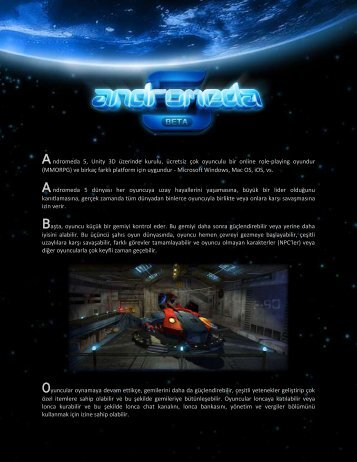 Andromeda 5, Unity 3D Ã¼zerinde kurulu, Ã¼cretsiz Ã§ok oyunculu bir ...