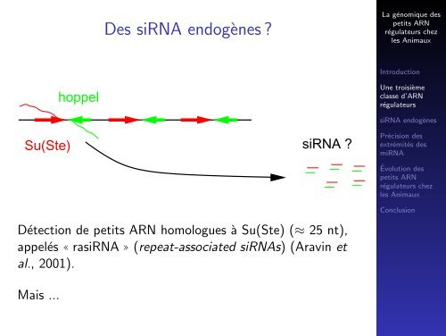 La gÃ©nomique des petits ARN rÃ©gulateurs chez les Animaux - Inra
