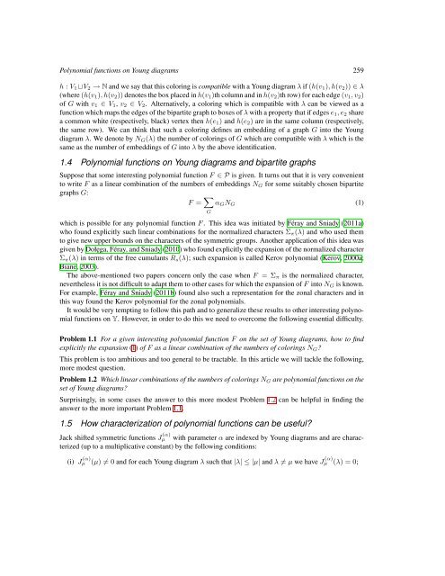 Polynomial functions on Young diagrams arising from bipartite graphs