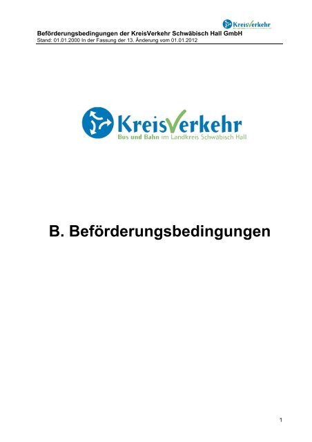 B. Beförderungsbedingungen - Kreisverkehr