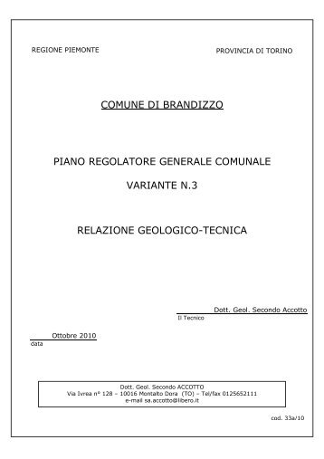 relazione geologica - Comune di Brandizzo