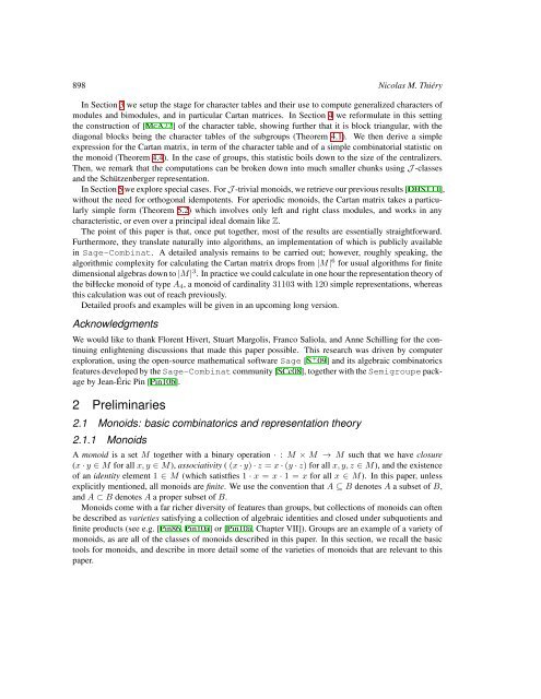 Cartan invariant matrices for finite monoids - Nagoya University