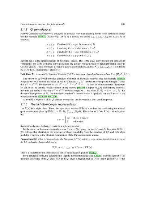 Cartan invariant matrices for finite monoids - Nagoya University