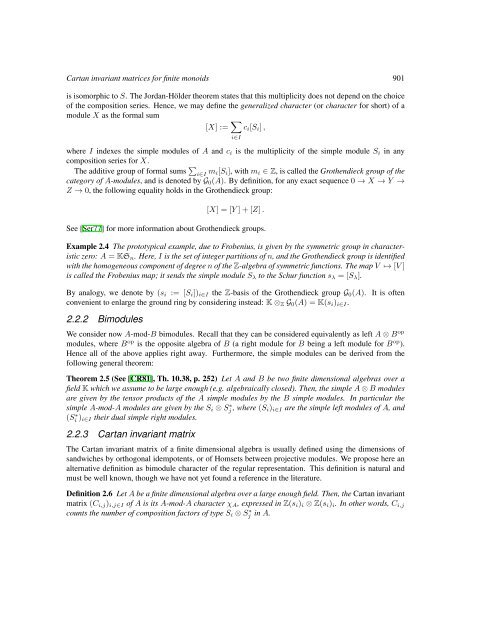 Cartan invariant matrices for finite monoids - Nagoya University