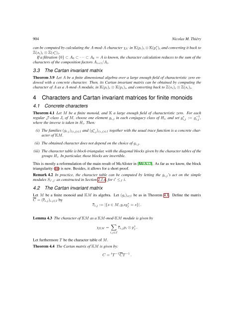 Cartan invariant matrices for finite monoids - Nagoya University