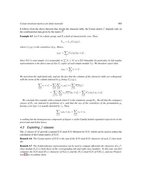 Cartan invariant matrices for finite monoids - Nagoya University
