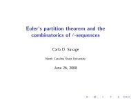 Euler's partition theorem and the combinatorics of -sequences