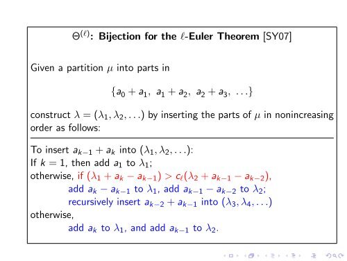 Euler's partition theorem and the combinatorics of -sequences