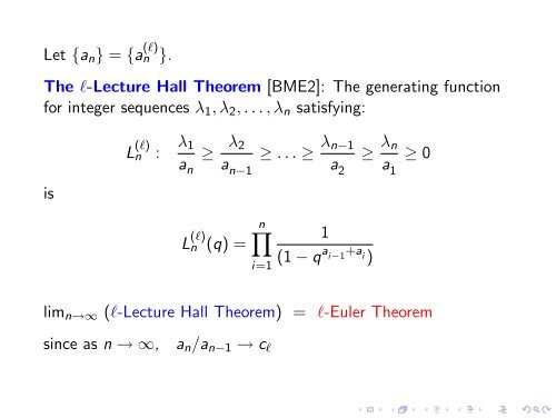 Euler's partition theorem and the combinatorics of -sequences