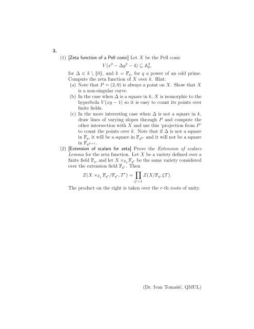 Algebraic Geometry LTCC Exam