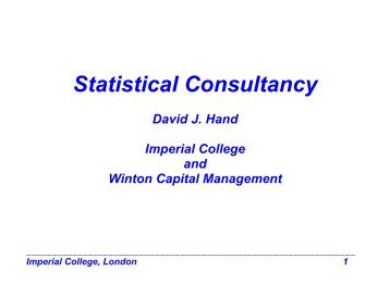 David J Hand - 'Statistical Consultancy'