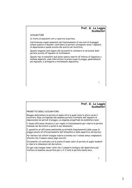 lezione 20a scolmatori.pdf - Dipartimento di Ingegneria Idraulica ed ...