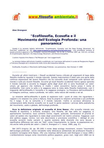 Ecofilosofia, Ecosofia e il Movimento dell'Ecologia Profonda