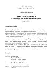 Corso di perfezionamento in Metodologia dell'insegnamento filosofico