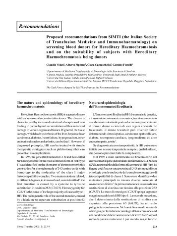 Recommendations - Blood Transfusion