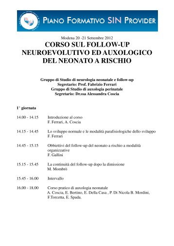 corso neuroevolutivo ed del neonato a corso sul follow-up ...