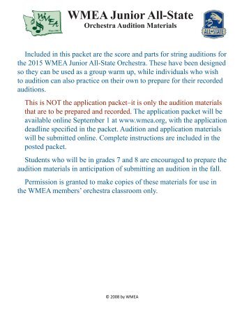 Junior All-State Orchestra Audition Materials, grades 7-8