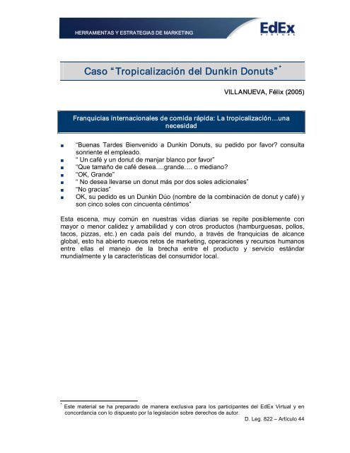 Caso “ Tropicalización del Dunkin Donuts”