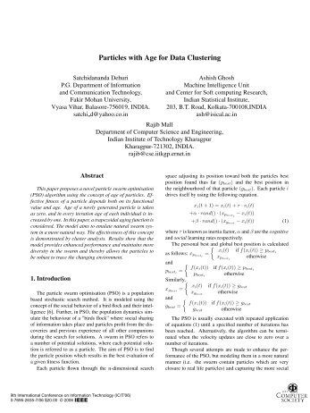 Particles with Age for Data Clustering - Indian Statistical Institute
