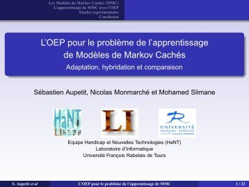 L'OEP pour le problÃ¨me de l'apprentissage de ModÃ¨les de Markov ...